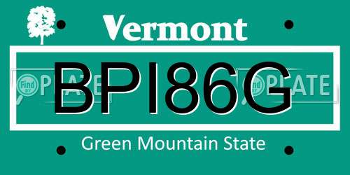 BPI86G Vermont License Plate