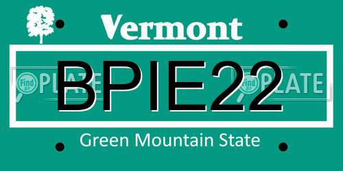 BPIE22 Vermont License Plate