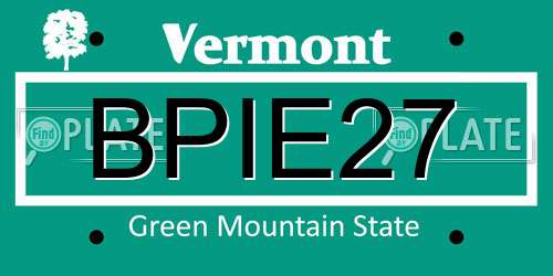 BPIE27 Vermont License Plate