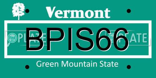 BPIS66 Vermont License Plate