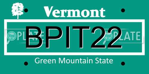 BPIT22 Vermont License Plate