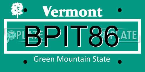 BPIT86 Vermont License Plate