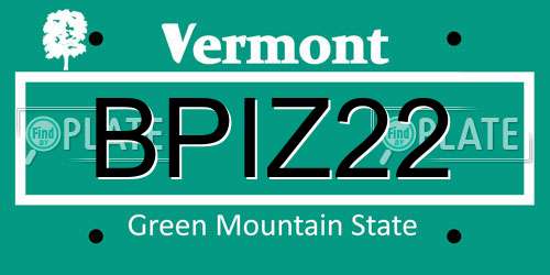 BPIZ22 Vermont License Plate