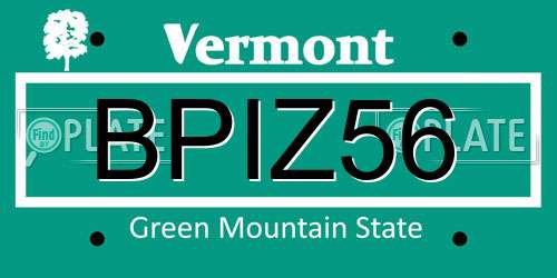 BPIZ56 Vermont License Plate