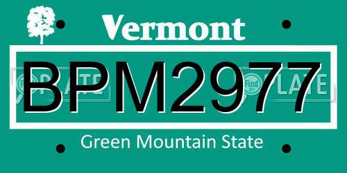 BPM2977 Vermont License Plate