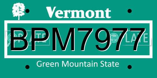 BPM7977 Vermont License Plate