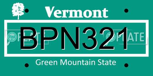 BPN321 Vermont License Plate