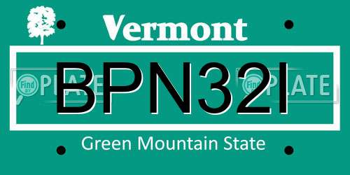 BPN32I Vermont License Plate