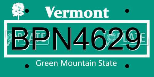 BPN4629 Vermont License Plate