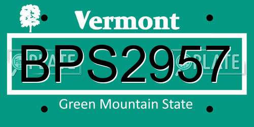 BPS2957 Vermont License Plate