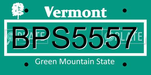 BPS5557 Vermont License Plate