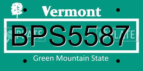 BPS5587 Vermont License Plate