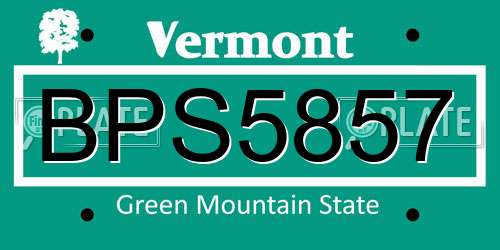 BPS5857 Vermont License Plate