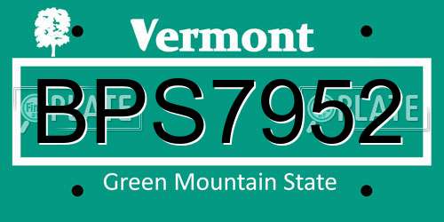 BPS7952 Vermont License Plate
