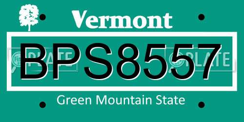 BPS8557 Vermont License Plate