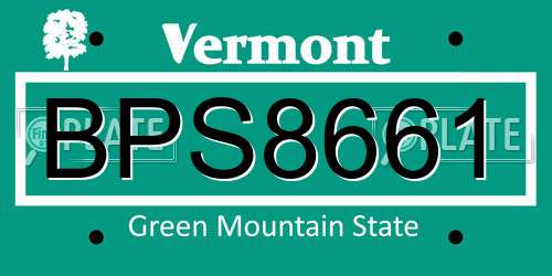 BPS8661 Vermont License Plate