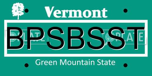 BPSBSST Vermont License Plate