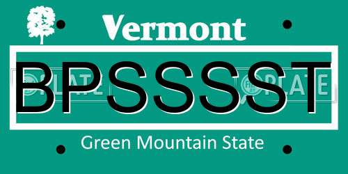 BPSSSST Vermont License Plate