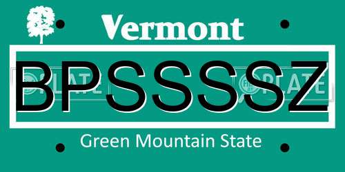BPSSSSZ Vermont License Plate