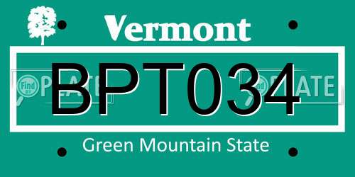 BPT034 Vermont License Plate