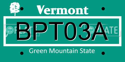 BPT03A Vermont License Plate