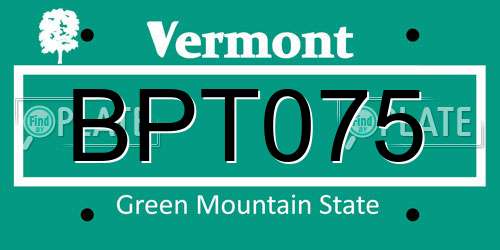 BPT075 Vermont License Plate