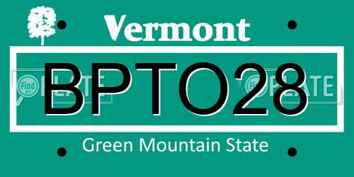 BPTO28 Vermont License Plate
