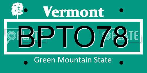BPTO78 Vermont License Plate