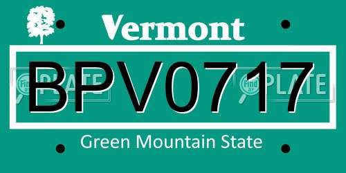 BPV0717 Vermont License Plate