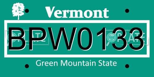 BPW0133 Vermont License Plate
