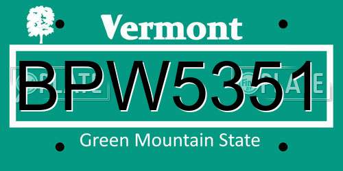 BPW5351 Vermont License Plate