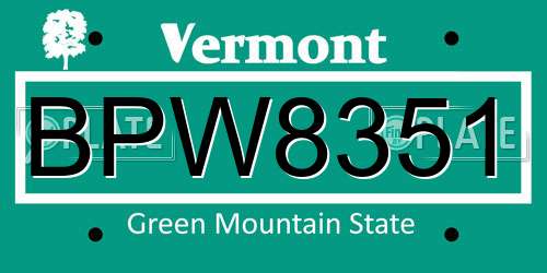 BPW8351 Vermont License Plate
