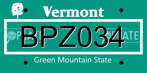 BPZ034 Vermont License Plate