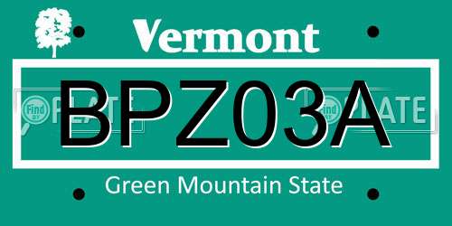 BPZ03A Vermont License Plate