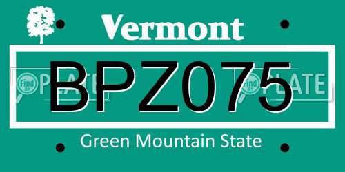 BPZ075 Vermont License Plate