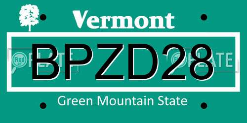 BPZD28 Vermont License Plate