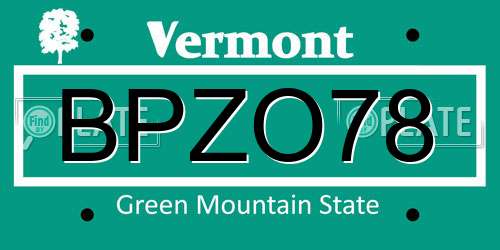 BPZO78 Vermont License Plate