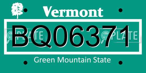 BQ06371 Vermont License Plate