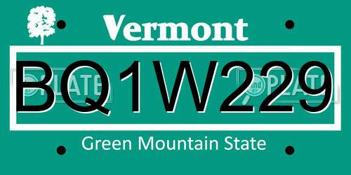 BQ1W229 Vermont License Plate