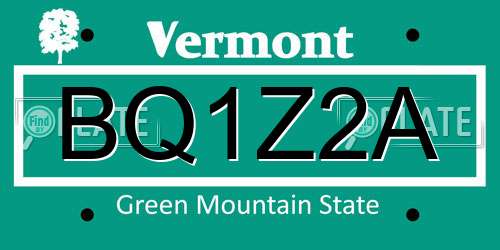 BQ1Z2A Vermont License Plate