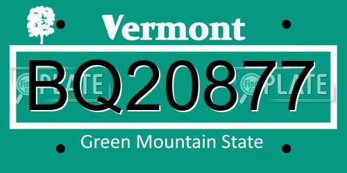 BQ20877 Vermont License Plate