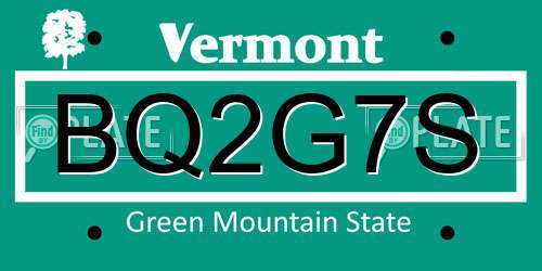 BQ2G7S Vermont License Plate