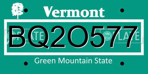 BQ2O577 Vermont License Plate