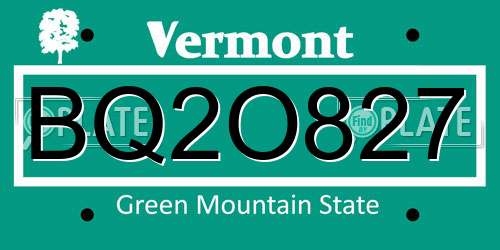 BQ2O827 Vermont License Plate