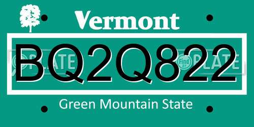 BQ2Q822 Vermont License Plate