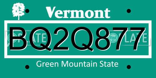 BQ2Q877 Vermont License Plate