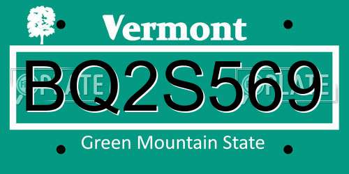 BQ2S569 Vermont License Plate