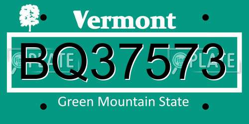 BQ37573 Vermont License Plate