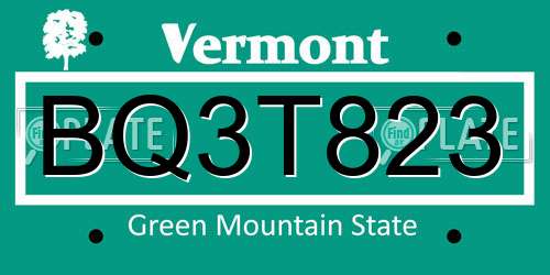 BQ3T823 Vermont License Plate