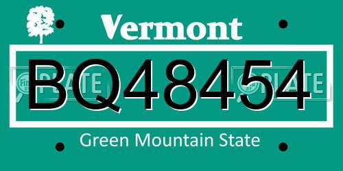 BQ48454 Vermont License Plate